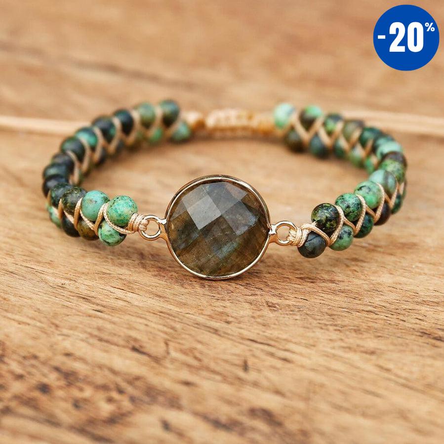 Bracelet ajustable en pierres de Labradorite