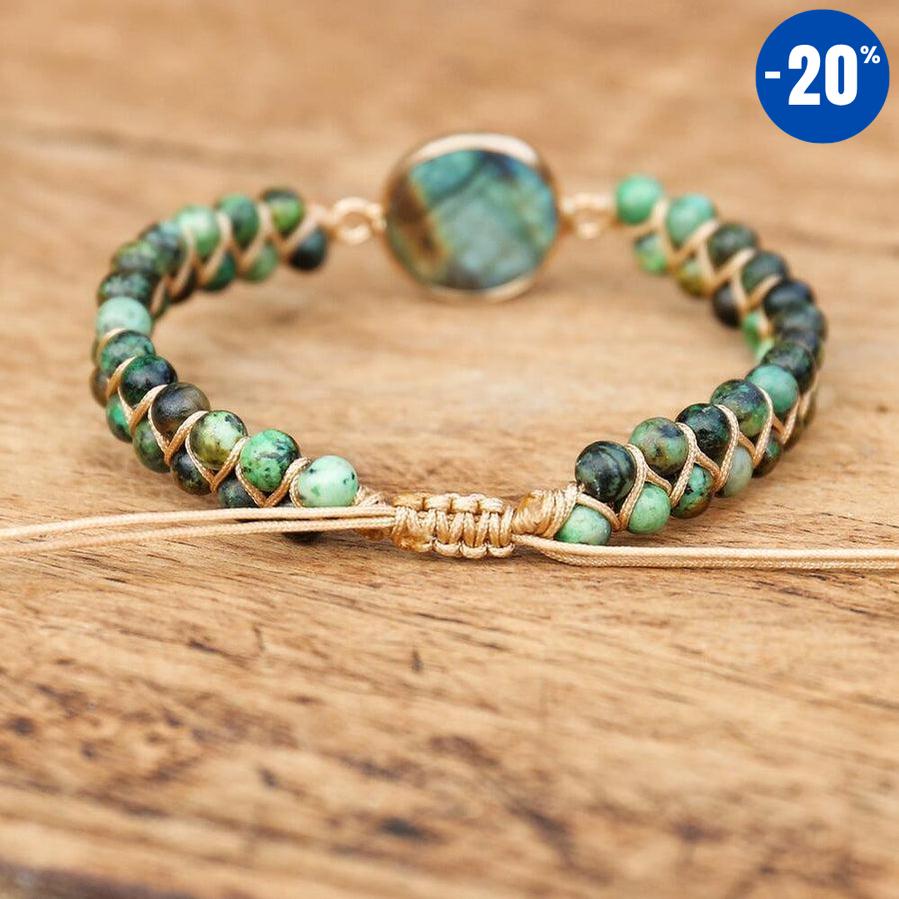 Bracelet ajustable en pierres de Labradorite