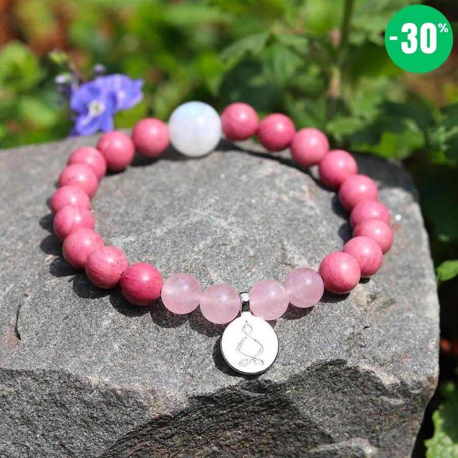 Bracelet « Amour & Relations » en Quartz Rose, Rhodochrosite et Pierre de Lune