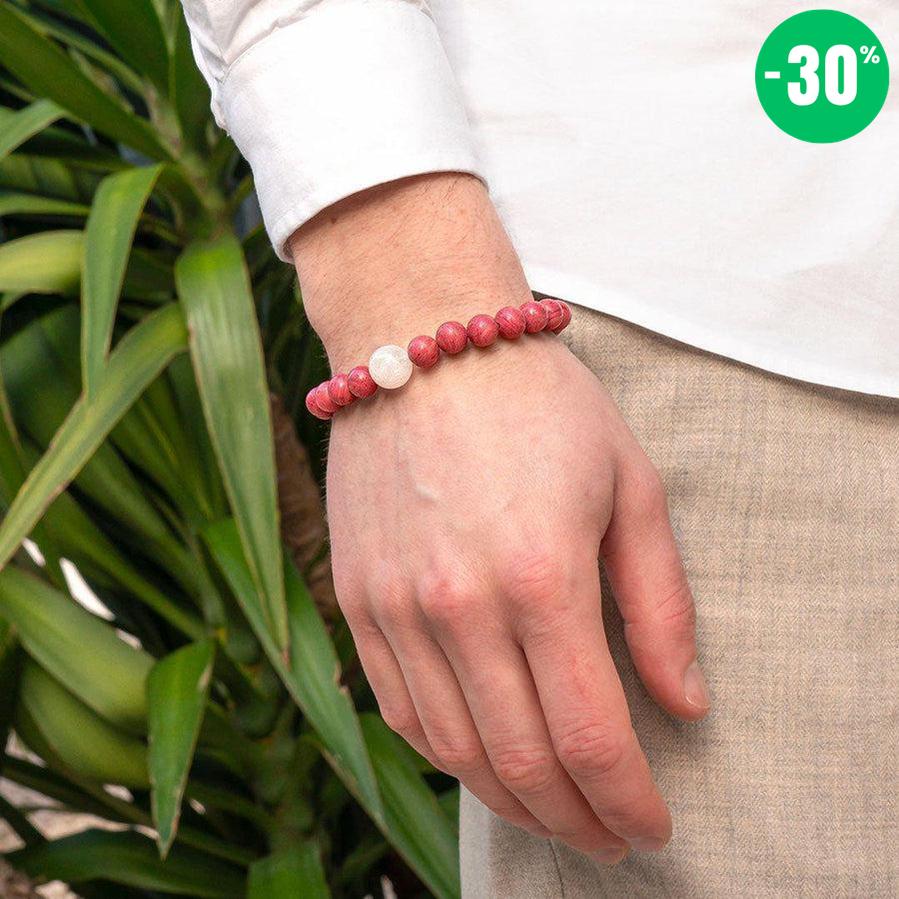 Bracelet « Amour & Relations » en Quartz Rose, Rhodochrosite et Pierre de Lune