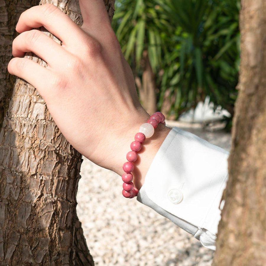 Bracelet « Amour & Relations » en Quartz Rose, Rhodochrosite et Pierre de Lune