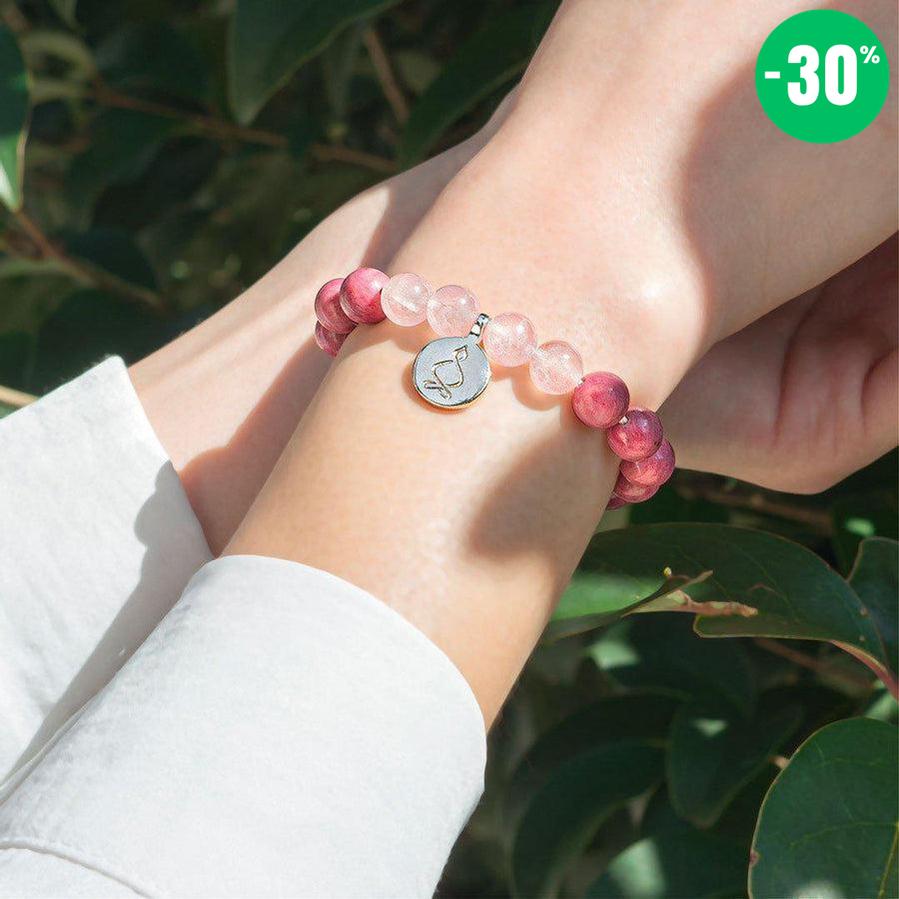 Bracelet « Amour & Relations » en Quartz Rose, Rhodochrosite et Pierre de Lune