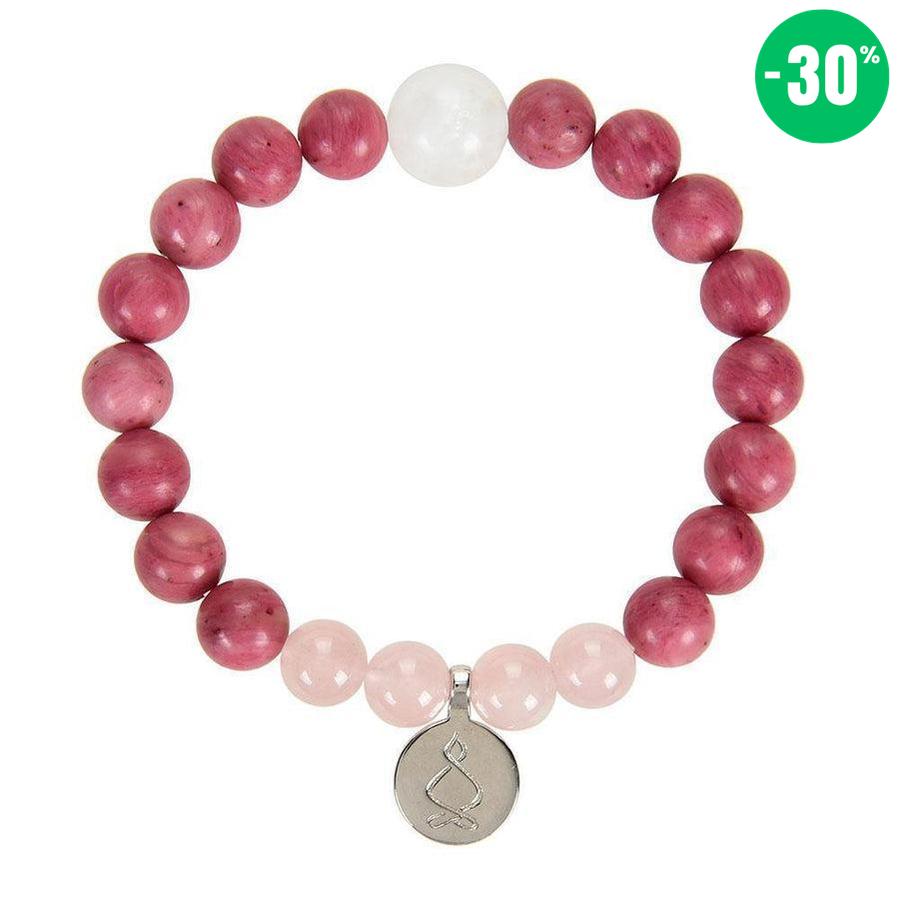 Bracelet « Amour & Relations » en Quartz Rose, Rhodochrosite et Pierre de Lune