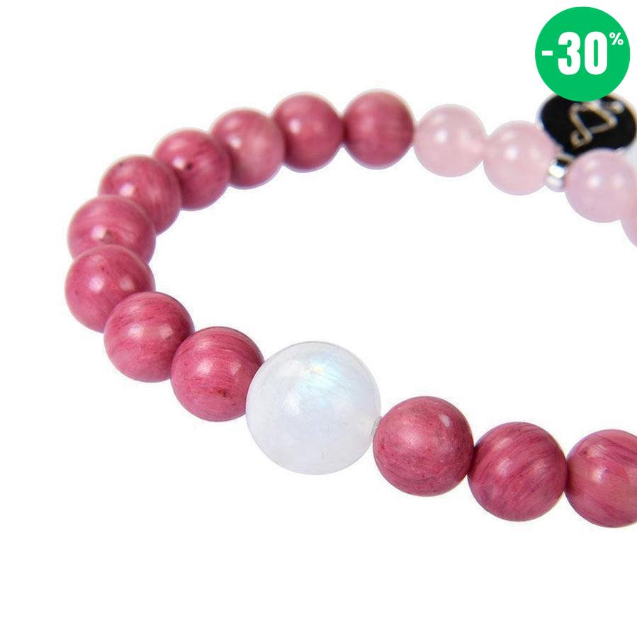 Bracelet « Amour & Relations » en Quartz Rose, Rhodochrosite et Pierre de Lune