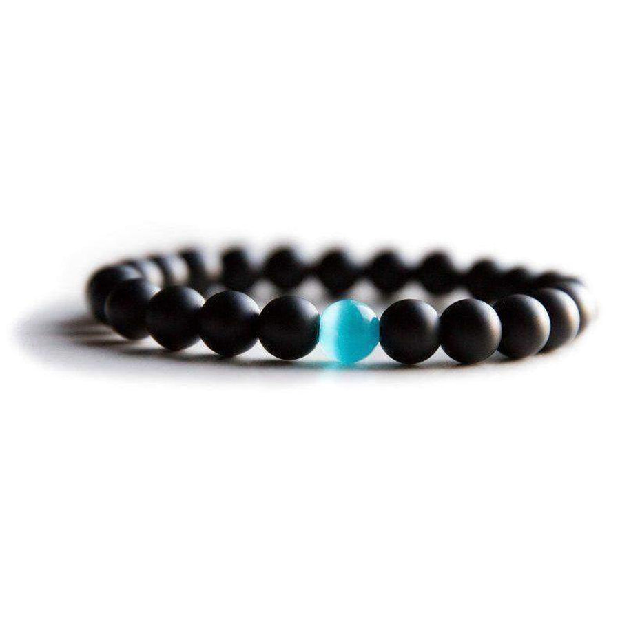 Bracelet anti-stress en Onyx et Oeil de chat