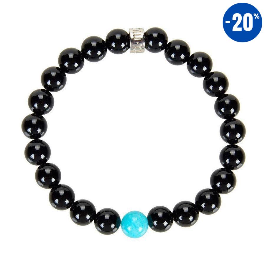 Bracelet « Anti-stress » en Onyx Noir et Amazonite