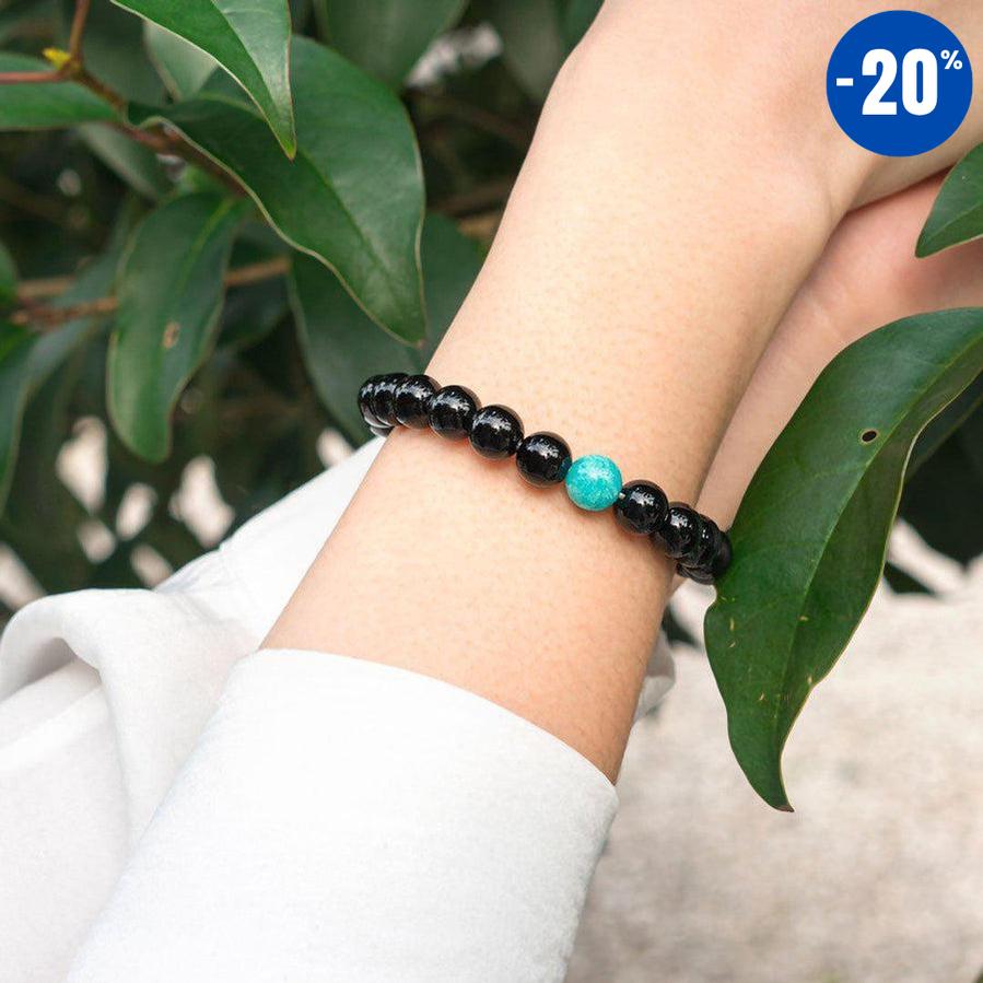 Bracelet « Anti-stress » en Onyx Noir et Amazonite