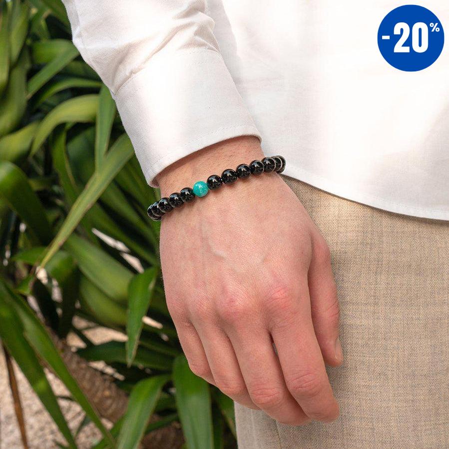 Bracelet « Anti-stress » en Onyx Noir et Amazonite