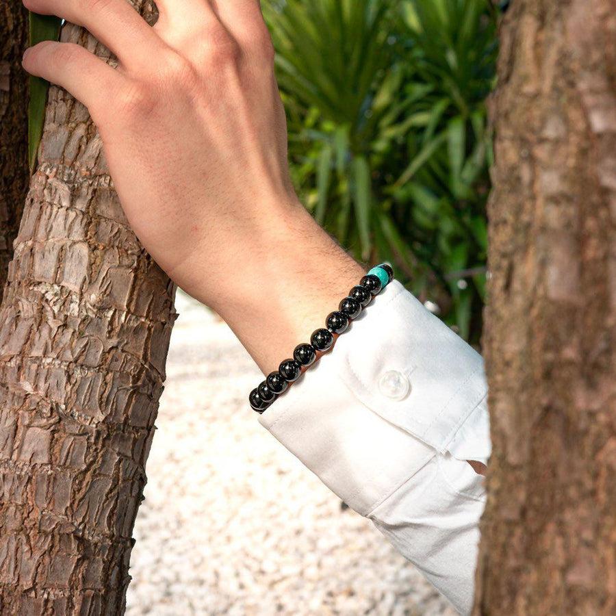 Bracelet « Anti-stress » en Onyx Noir et Amazonite
