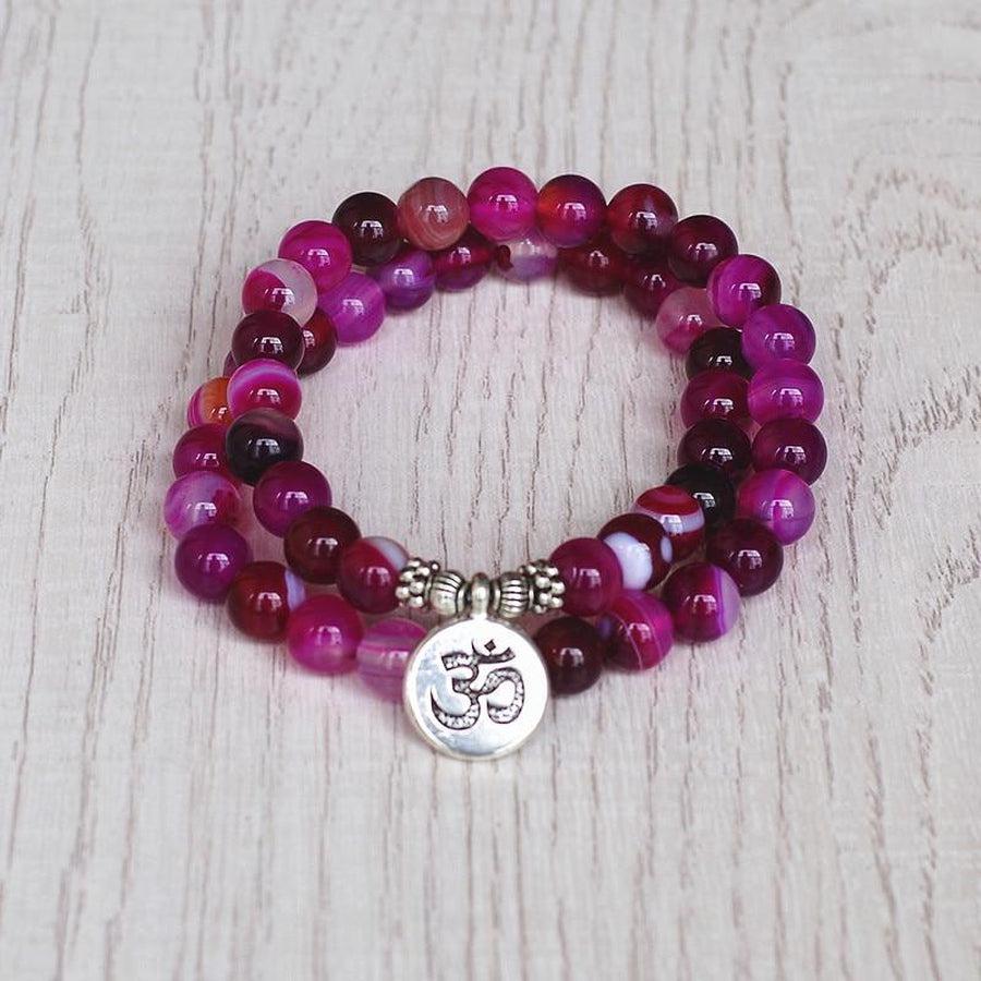 Bracelet avec charme en Onyx rose