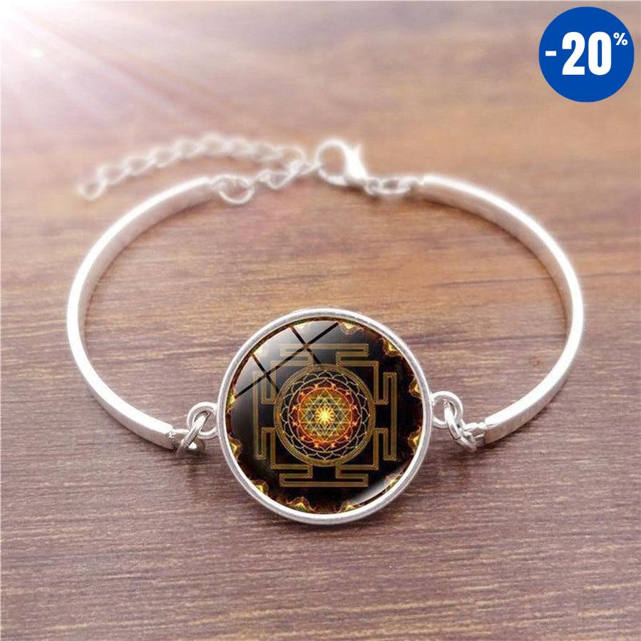 Bracelet bouddhiste cabochon Sri Yantra sacré