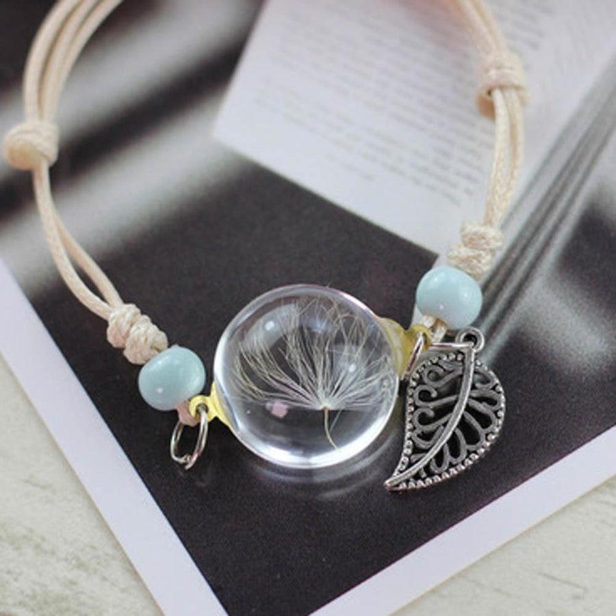Bracelet Boule et charme feuille