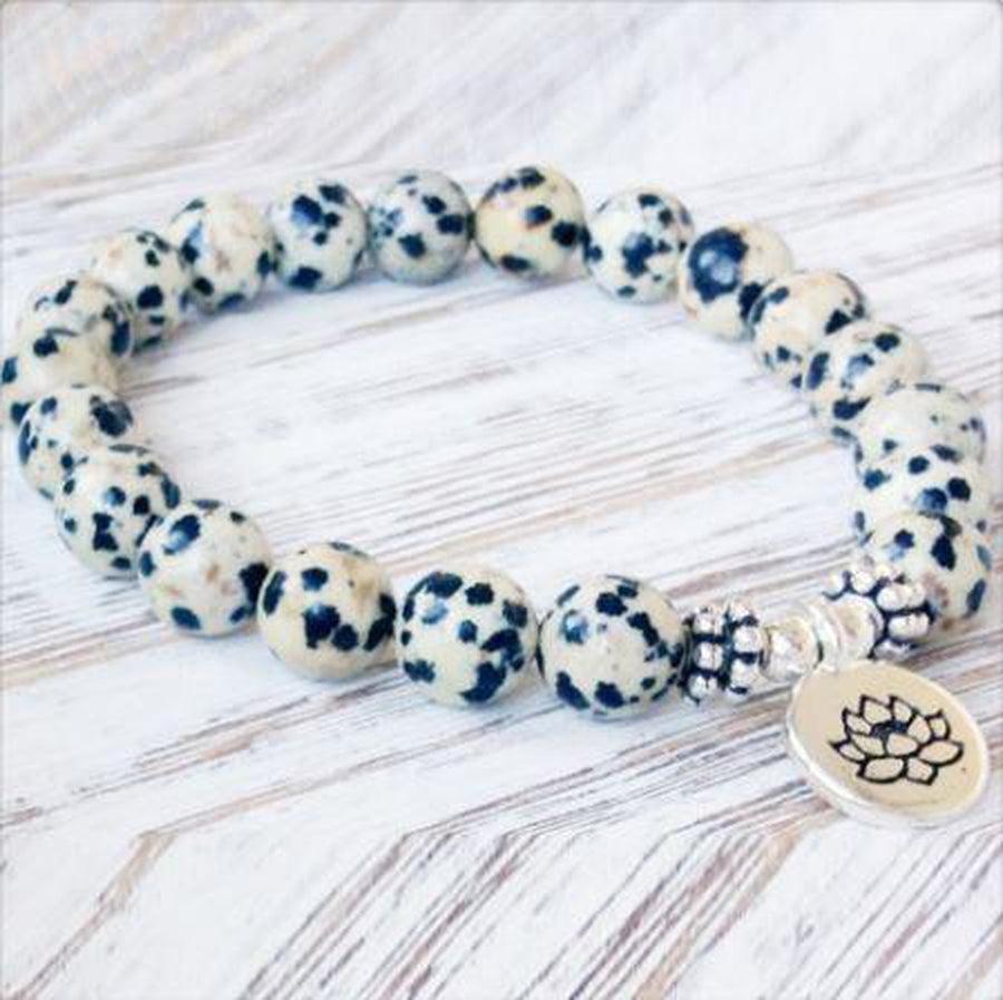 Bracelet «Calme et Sérénité» en Jaspe dalmatien