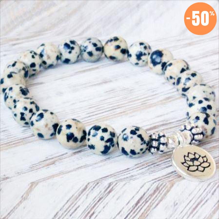 Bracelet «Calme et Sérénité» en Jaspe dalmatien