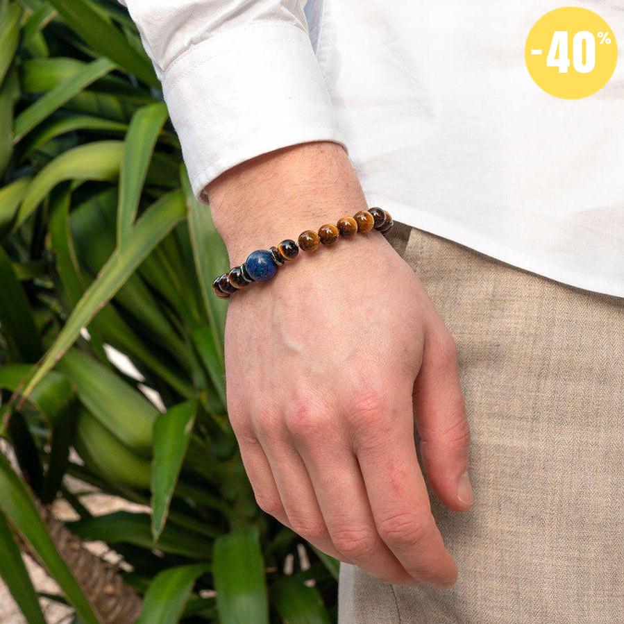 Bracelet « Confiance en soi » en Oeil de Tigre, Hematite et Lapis Lazuli