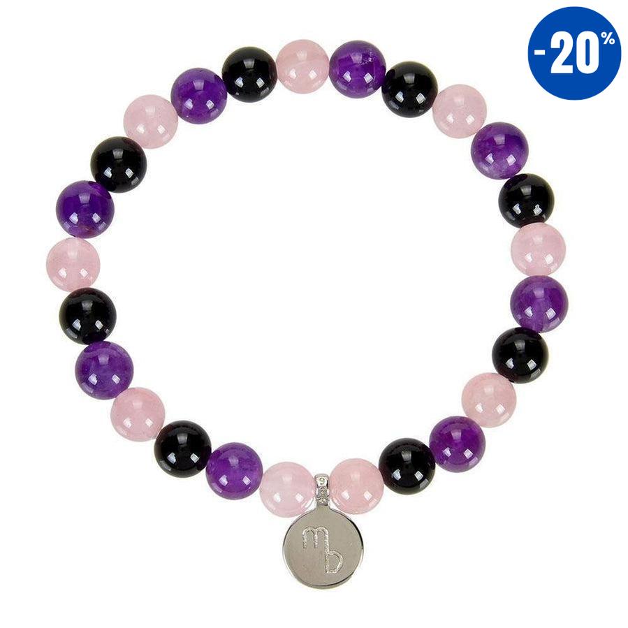 Bracelet « Créativité et Régénération » en Quartz Rose, Améthyste et Onyx Noir