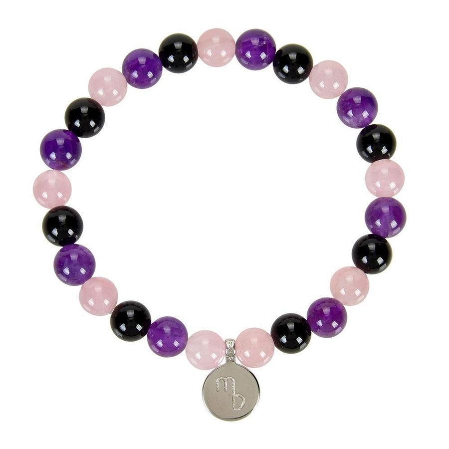 Bracelet « Créativité et Régénération » en Quartz Rose, Améthyste et Onyx Noir