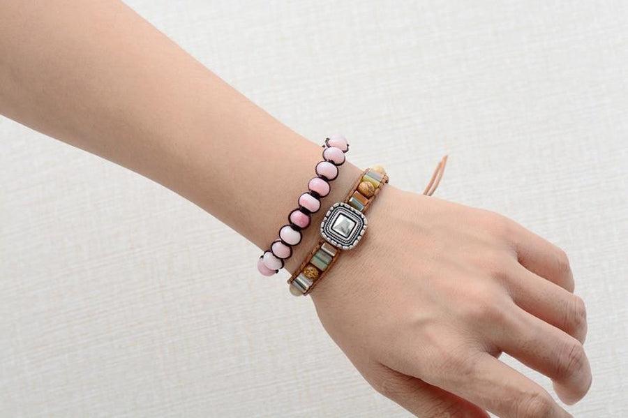 Bracelet d’amitié en Opale rose