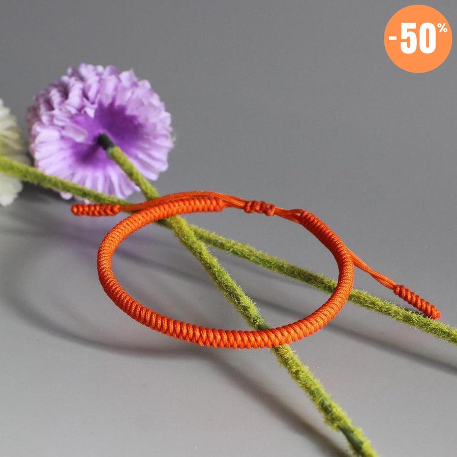 Bracelet de chance bouddhiste en corde tressée orange