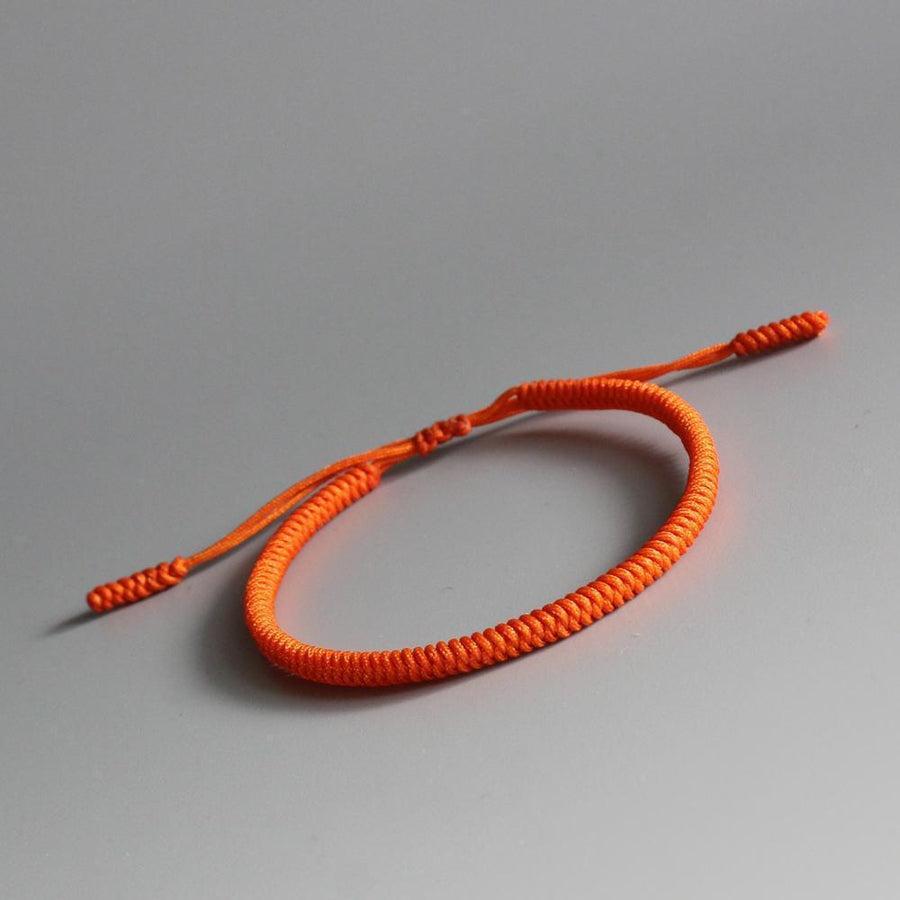 Bracelet de chance bouddhiste en corde tressée orange