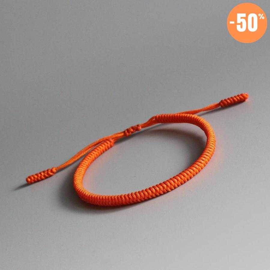 Bracelet de chance bouddhiste en corde tressée orange