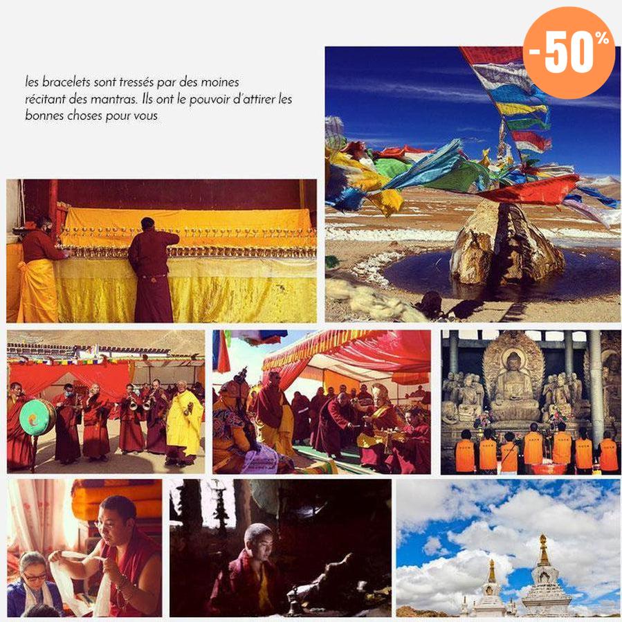 Bracelet de chance bouddhiste en corde tressée orange