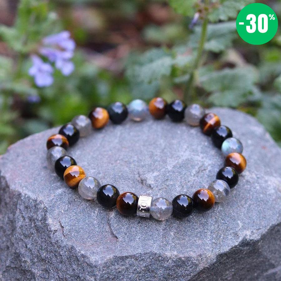 Bracelet de « Protection extrême » en Labradorite, Obsidienne Noire et Oeil de Tigre