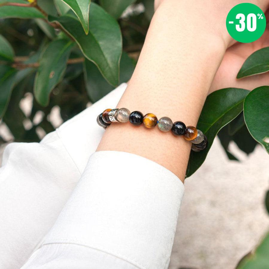 Bracelet de « Protection extrême » en Labradorite, Obsidienne Noire et Oeil de Tigre