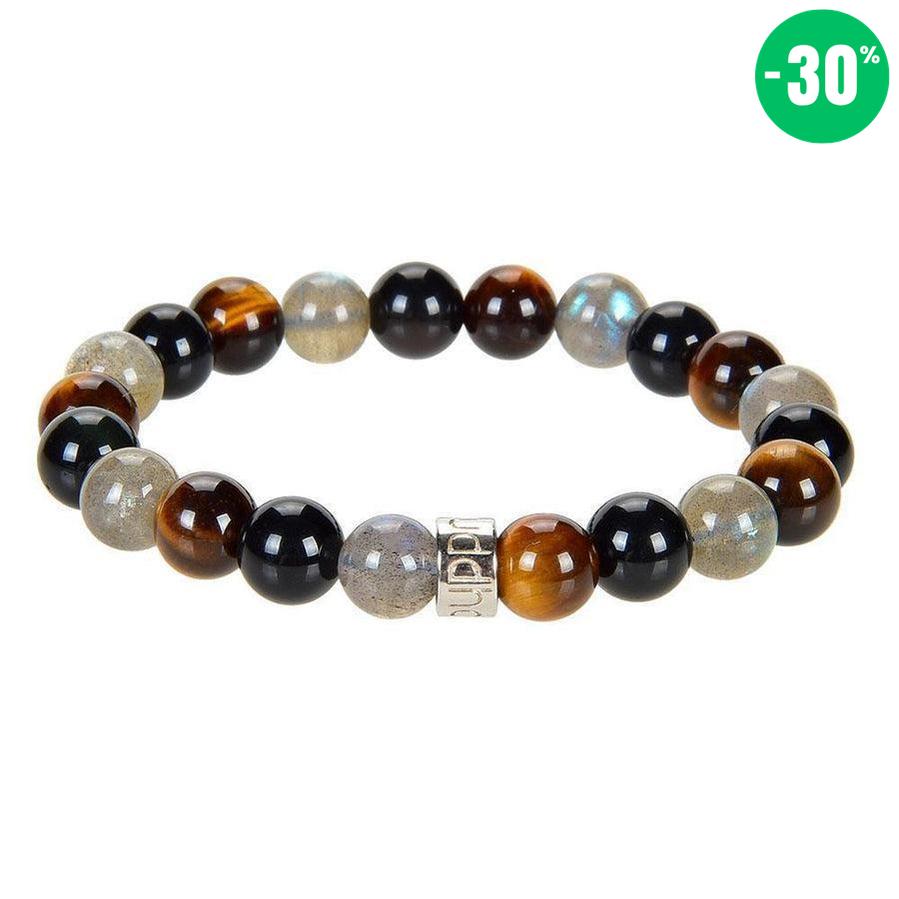 Bracelet de « Protection extrême » en Labradorite, Obsidienne Noire et Oeil de Tigre