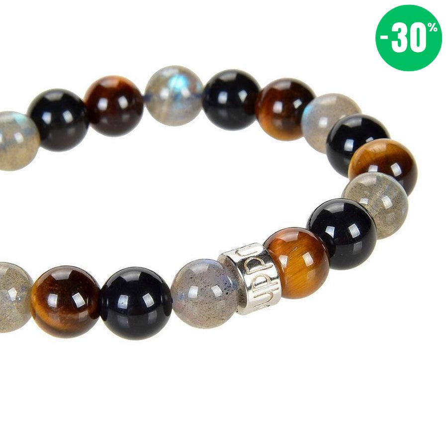 Bracelet de « Protection extrême » en Labradorite, Obsidienne Noire et Oeil de Tigre