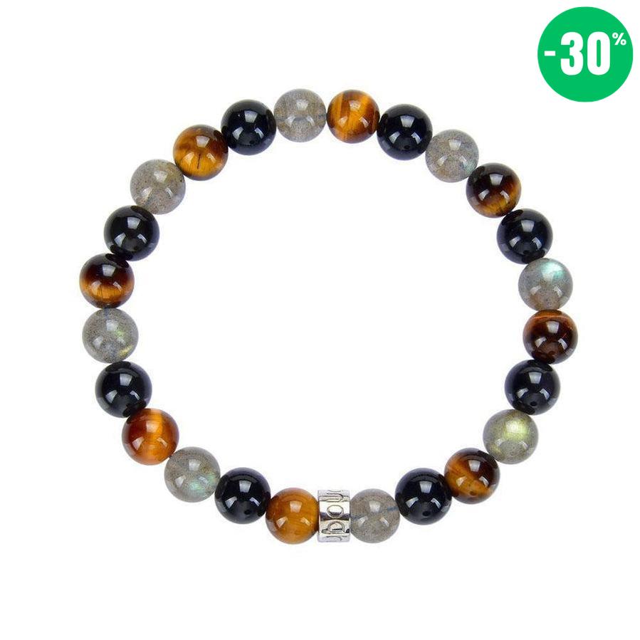 Bracelet de « Protection extrême » en Labradorite, Obsidienne Noire et Oeil de Tigre