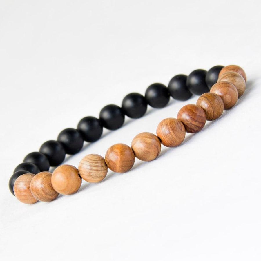 Bracelet d’énergie en bois et Onyx noir mat