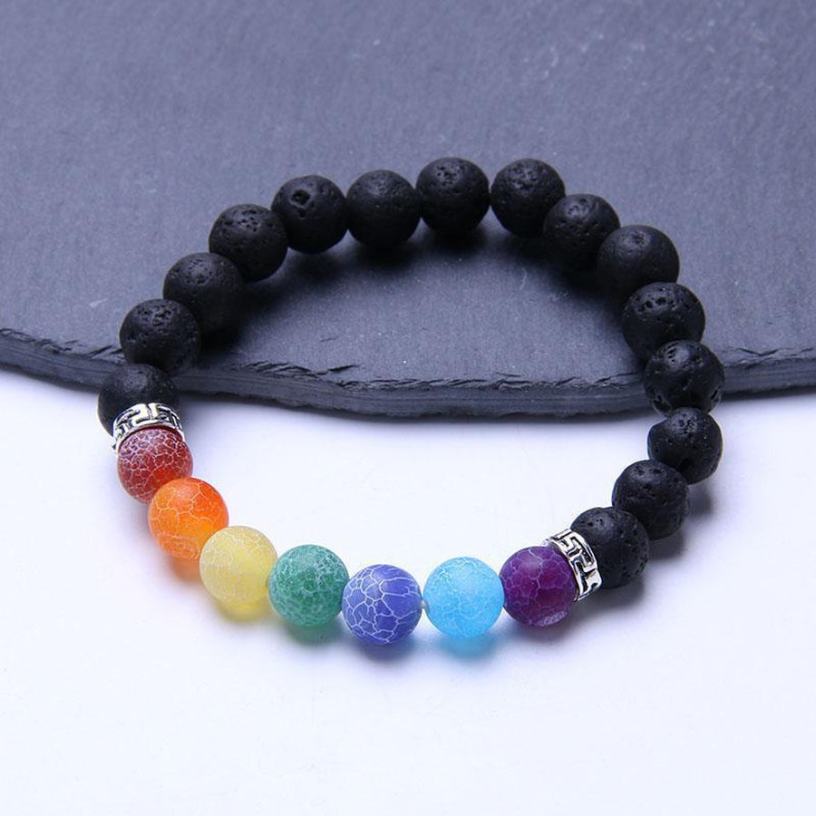 Bracelet des 7 chakras lave et perles en verre