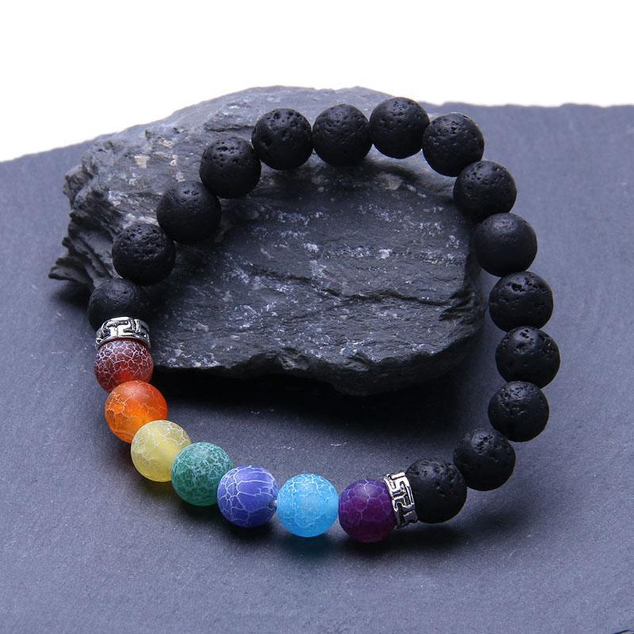Bracelet des 7 chakras lave et perles en verre