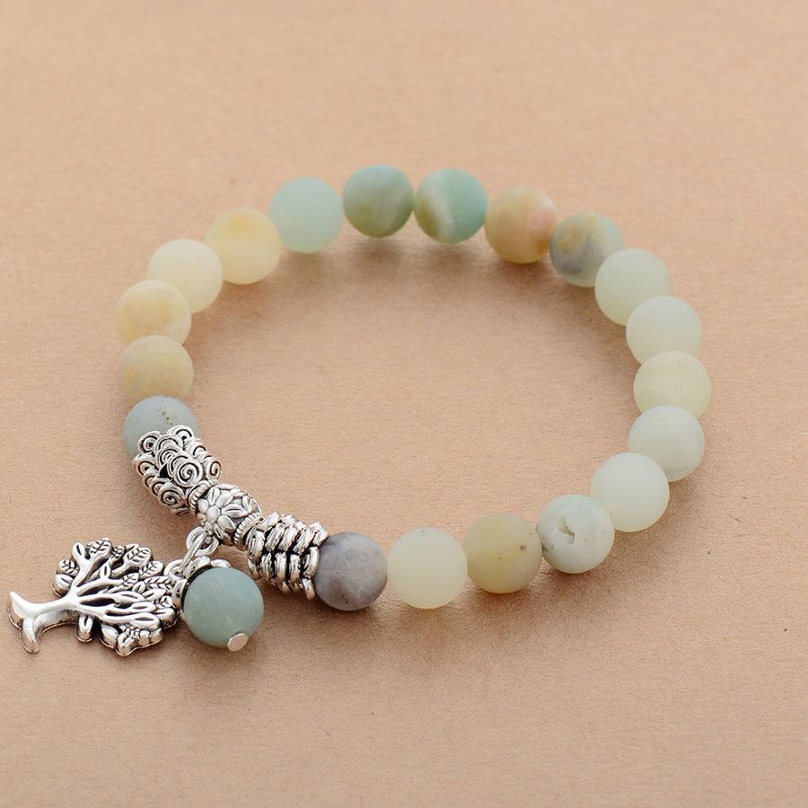 Bracelet en Amazonite et sa pampille « Arbre de vie »