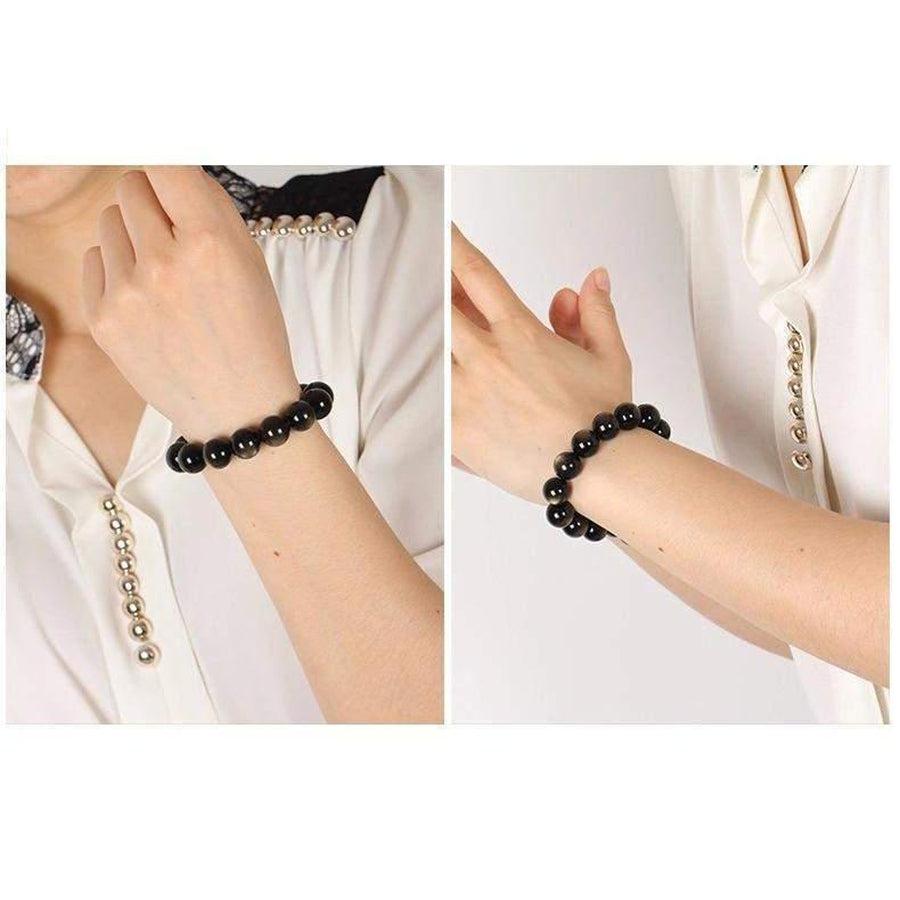 Bracelet en obsidienne noire dorée