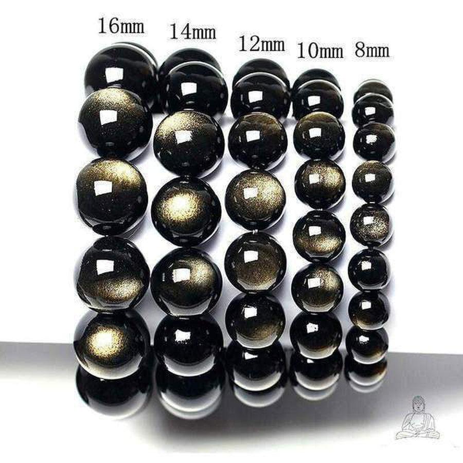 Bracelet en obsidienne noire dorée
