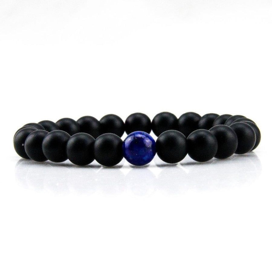 Bracelet en Onyx noir et Lapis Lazuli