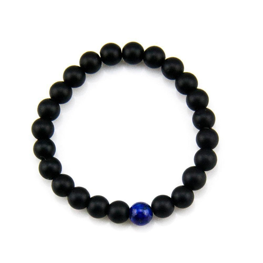Bracelet en Onyx noir et Lapis Lazuli
