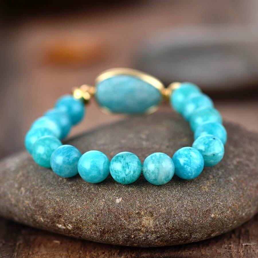 Bracelet en perles d’Amazonite naturelle