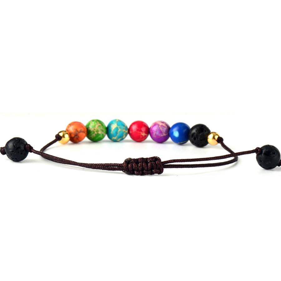 Bracelet énergétique des 7 chakras et nœud de la chance