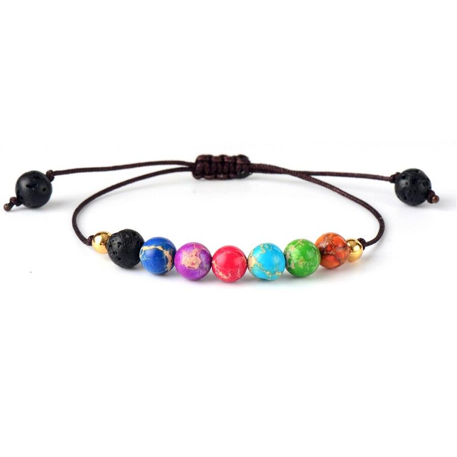 Bracelet énergétique des 7 chakras et nœud de la chance