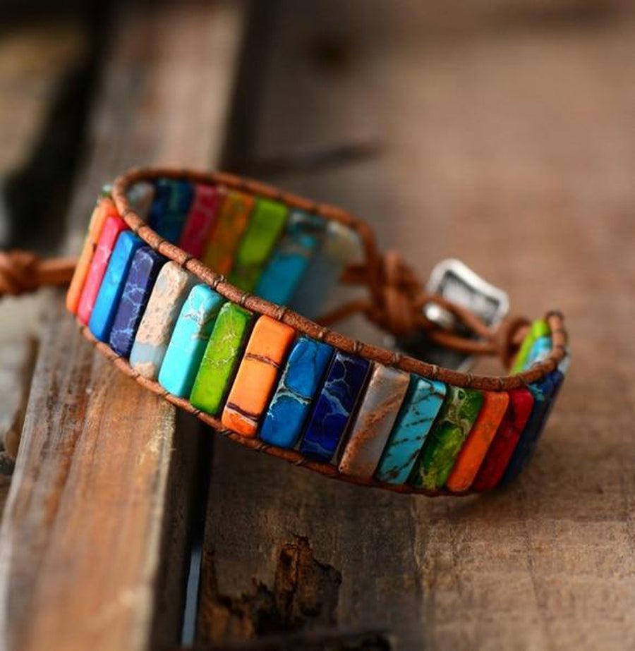 Bracelet « Equilibre » des 7 Chakras en Jaspe
