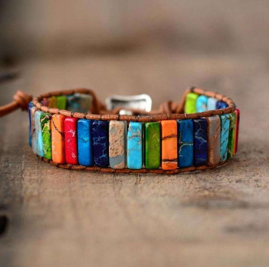 Bracelet « Equilibre » des 7 Chakras en Jaspe