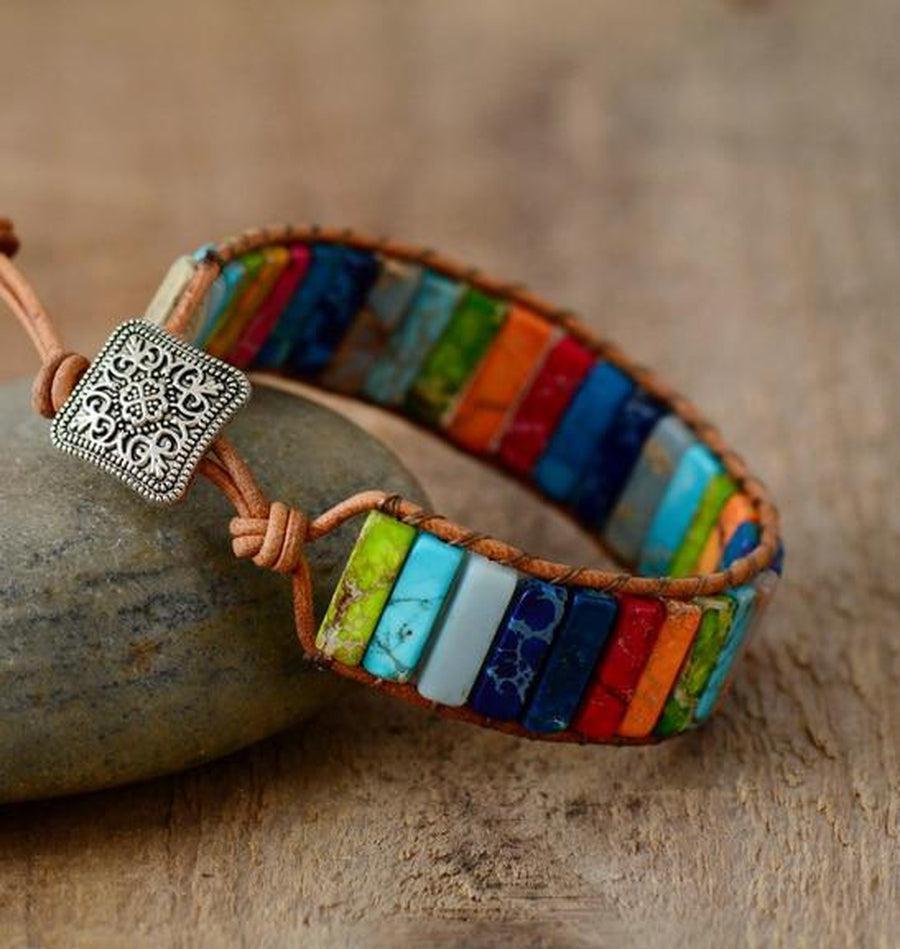 Bracelet « Equilibre » des 7 Chakras en Jaspe