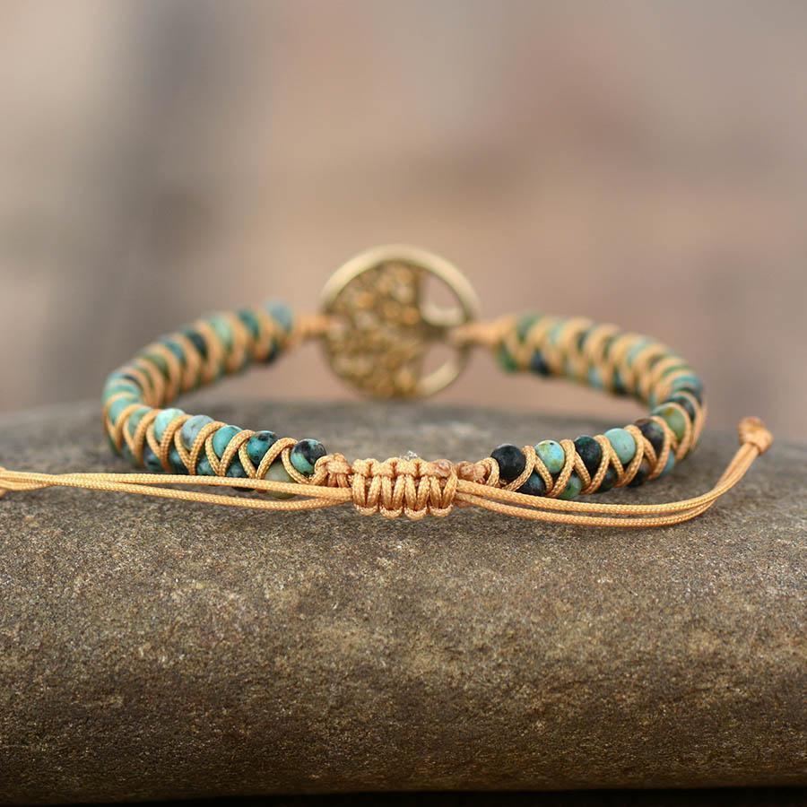 Bracelet «Mission de Vie» en pierres de Jaspe africain et Arbre de vie