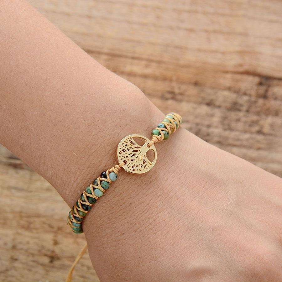 Bracelet «Mission de Vie» en pierres de Jaspe africain et Arbre de vie