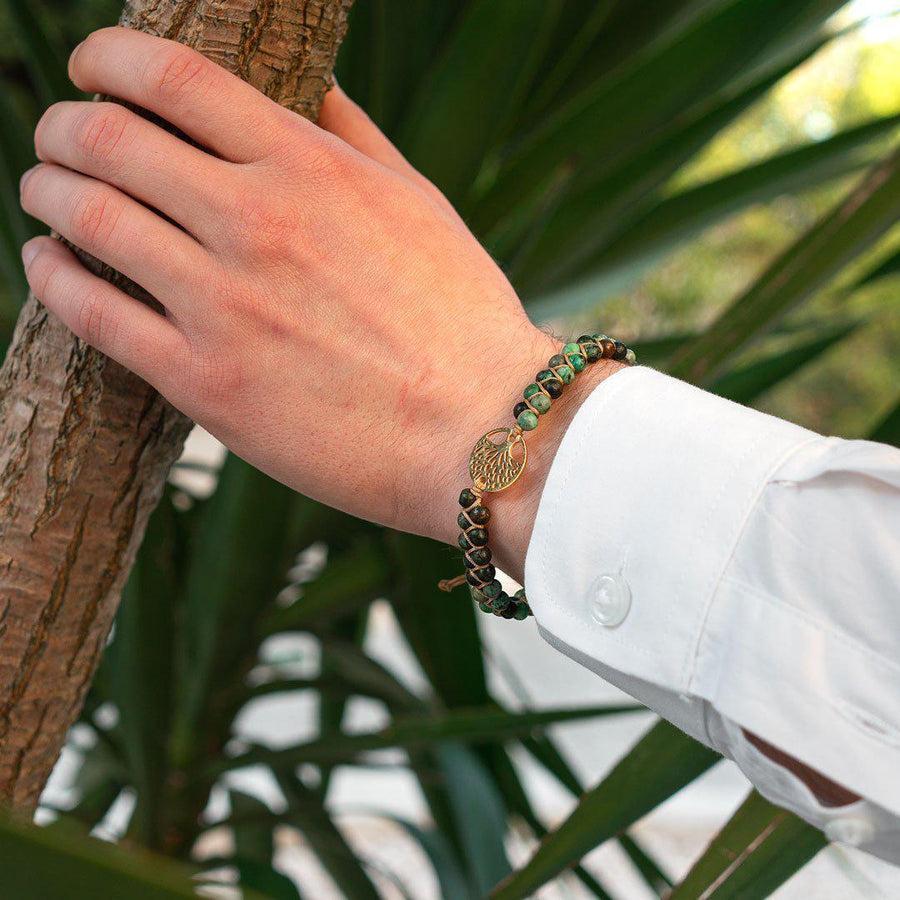 Bracelet «Mission de Vie» en pierres de Jaspe africain et Arbre de vie