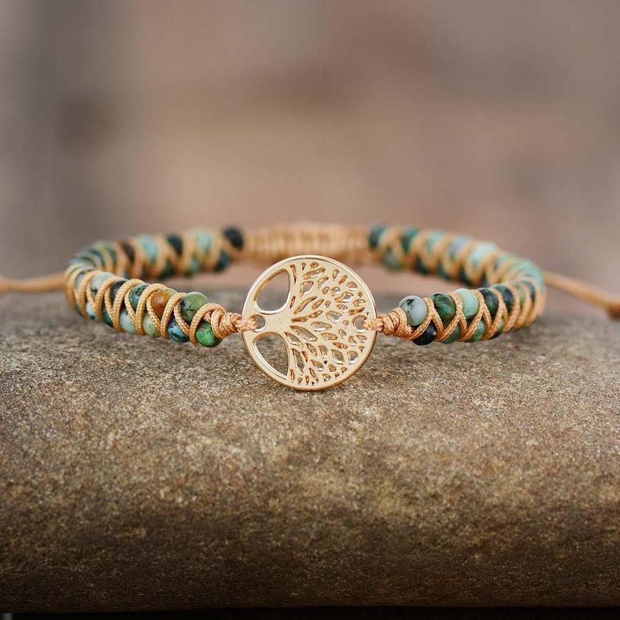 Bracelet «Mission de Vie» en pierres de Jaspe africain et Arbre de vie