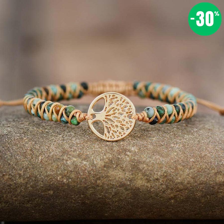 Bracelet «Mission de Vie» en pierres de Jaspe africain et Arbre de vie